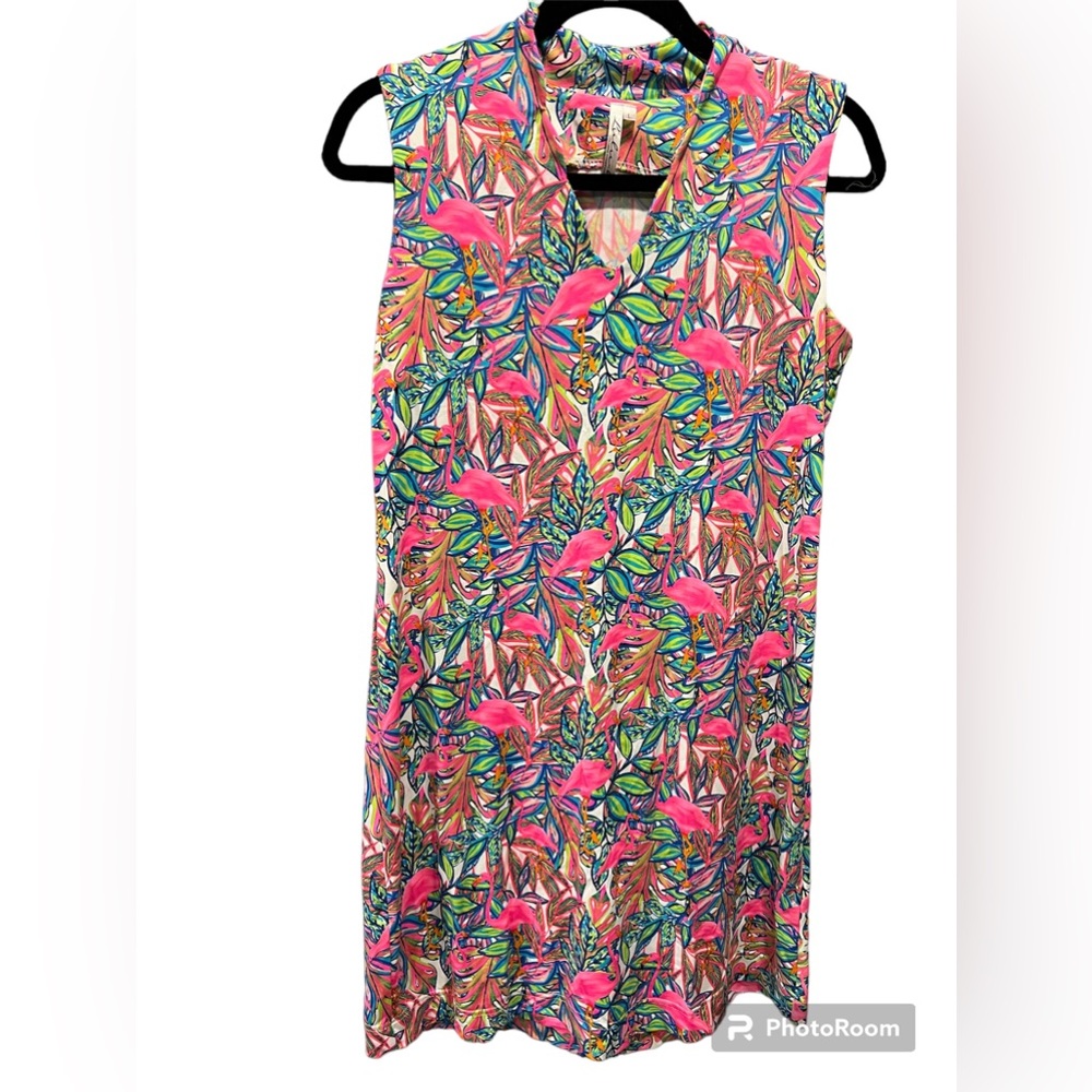 Lulu - B Printed Floral Flamingo Dress, Women’s sleeveless - Size Large